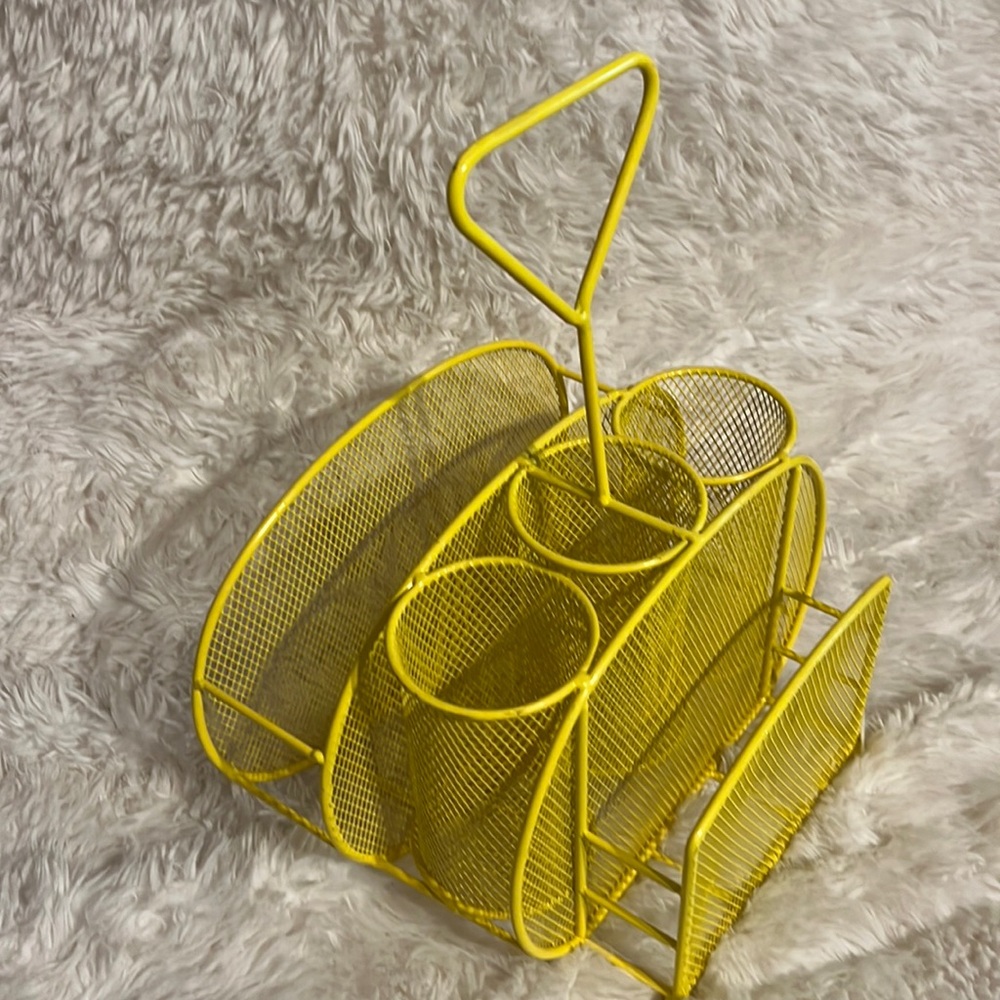 Vintage metal mesh utensil, plate, and napkin holder